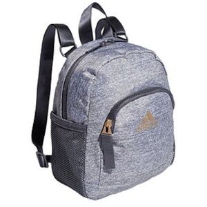 Adidas Linear 3 Mini Backpack - Heather Gray with dark gray straps/details.
